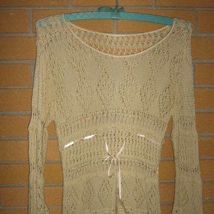 Ladies Long Sleeve Cotton Top Cream Color